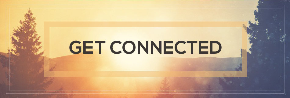 Black text 'get connected' written on the sunrise background