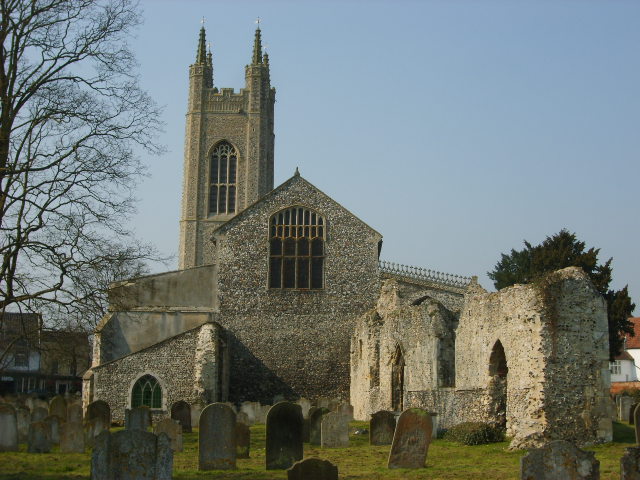An outside view of the church that is made of stone